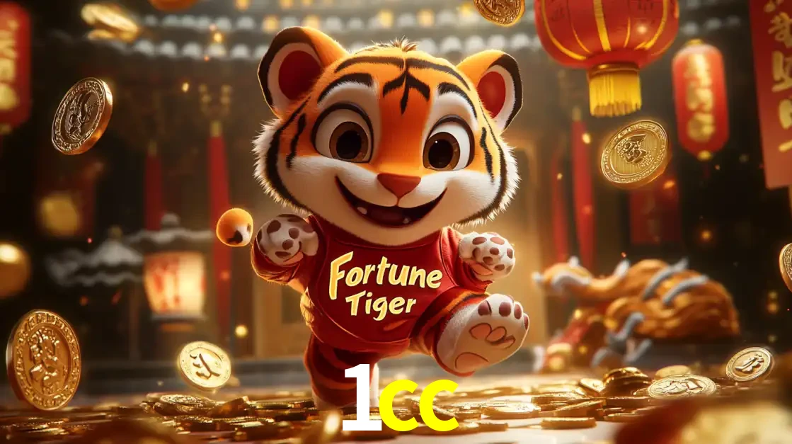 O alegre personagem do Fortune Tiger correndo sobre um caminho de moedas de ouro, simbolizando os grandes prêmios e a diversão do popular jogo de slot do 1cc.