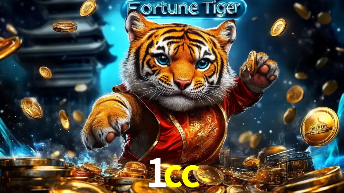 Imagem promocional do jogo de slot Fortune Tiger, com um tigre majestoso em traje tradicional cercado por uma fortuna em moedas de ouro, disponível agora no cassino 1cc.